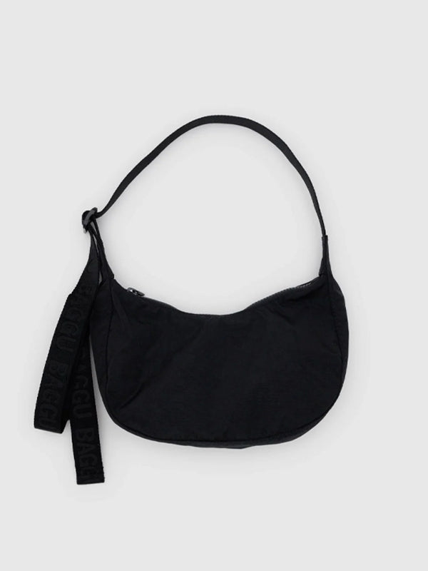 Small Nylon Crescent Bag: Black