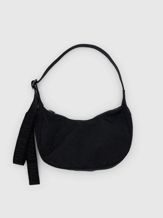 Small Nylon Crescent Bag: Black