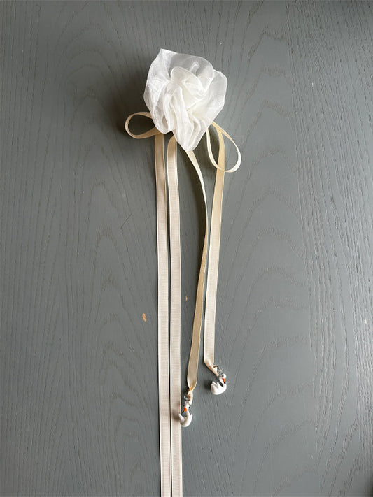 Camelia Bag Charm: White/Swan